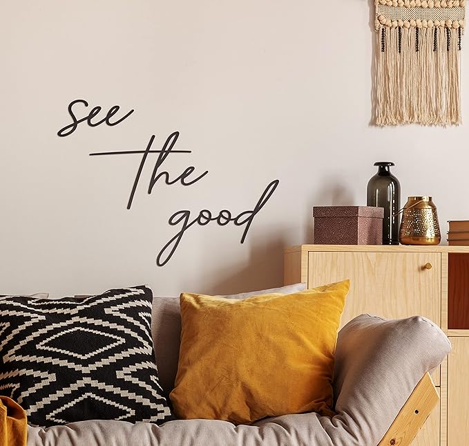 Vivegate See The Good Wall Decor Metal Art - 29"x23" See The Good Sign Metal Black Office Decor Cut Out Signs From Durable Powder-coated Metal, Perfect For Home Wall Decor Modern Signs