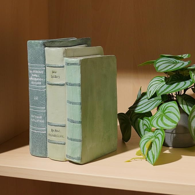 Guichifun Decorative Books Living Room Décor - Resin Sage Green Faux Books Fake Modern Home Decoration for Bookshelf Coffee Table Décor 5.5 x 4.5 x 7.5 Inch