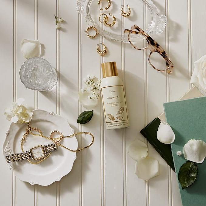 Thymes Home Fragrance Mist – Room Air Fresheners for Home Long Lasting – Air Freshener Spray – Premium Fragrance – Notes of Jasmine, Rose, Hyacinth, & Oak Moss (Goldleaf, 3 oz)
