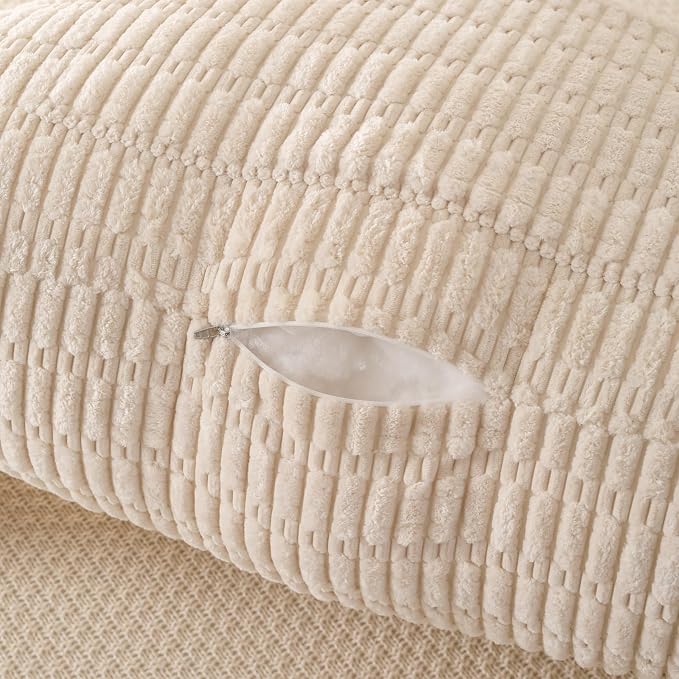 Reading Pillow for Sitting in Bed with Arm,White Corduroy, M | Sitting Pillow for Teens Back Support,17" Backrest Pillow Supports Reading,Gaming & Relaxing in Bed,Couch,Floor