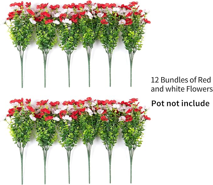 INXUGAO Artificial Fake Flowers Plants for Outdoor Spring Summer Decor, 12 Bundles Faux Silk Flowers for Outdoor Outside Planter Colorful Daisy UV Resistant Look Real for Front Door Porch Patio Yard
