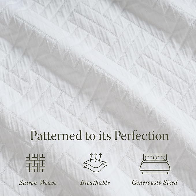 Threadmill Luxury Cotton Blankets for Queen Size Bed | All-Season 100% Cotton Queen Size Blanket | Criss Cross Jacquard Cozy Lightweight, Soft Breathable Coverlet fits Full Size Bed, 90x92 | White