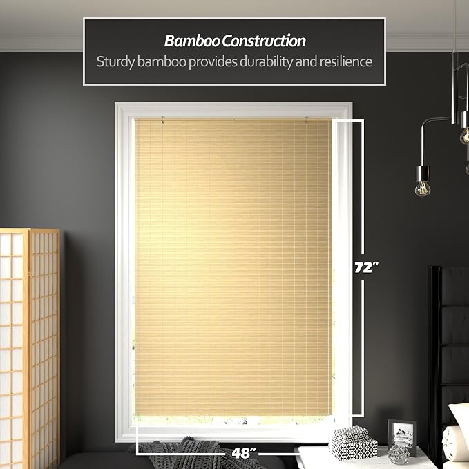 Red Lantern Bamboo Cordless Window Shade - Natural, 48" Wide
