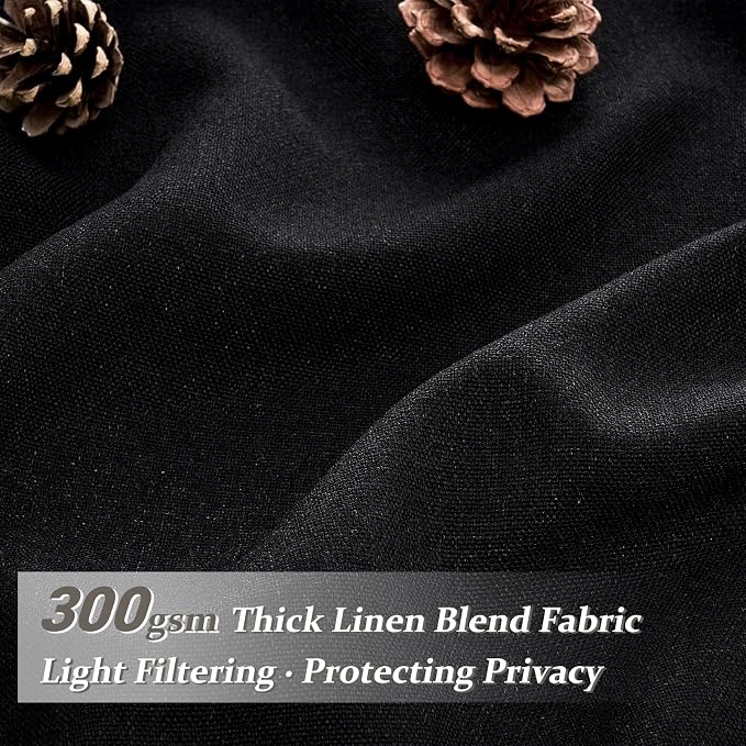 Extra Long Floor to Ceiling 108 Inch Negras Cortinas Para Sala, Pinch Pleated Linen Sheer Luxury Cutains for Living Room 2 Panels Set Light Filtering Privacy 9 FT Large Window Drape with Hook Back Tab