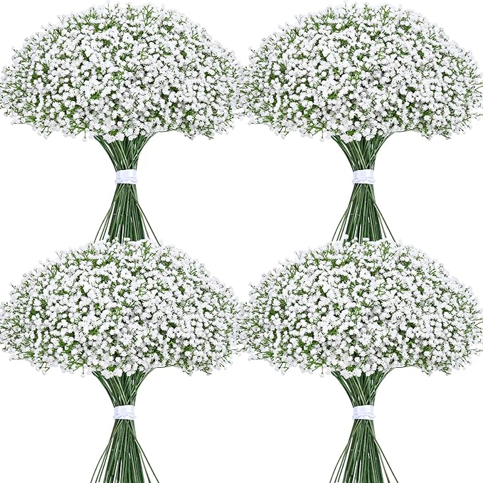 Yastouay Babys Breath Artificial Flowers, 30 Pcs White Baby Breath Flowers Artificial Bulk, Real Touch Fake Babys Breath Gypsophila for Wedding Party Bouquet Floral Arrangement Home Decor