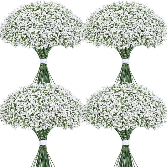 Yastouay Babys Breath Artificial Flowers, 30 Pcs White Baby Breath Flowers Artificial Bulk, Real Touch Fake Babys Breath Gypsophila for Wedding Party Bouquet Floral Arrangement Home Decor