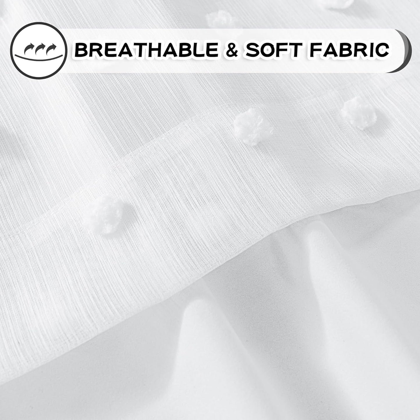 MYSKY HOME 100% Blackout Curtains for Living Room Bedroom Thermal Insulated 102 Inch Length Nursery Curtains 2 Panels Grommet Light Filtering White Pom Pom Sheer Drapes for Sliding Door, 52W x 102L