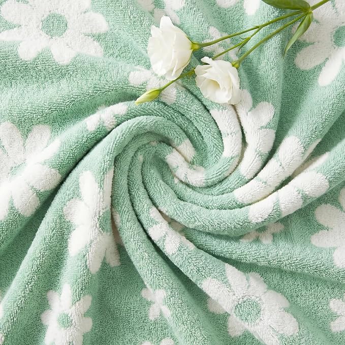 WRENSONGE Soft Throw Blanket for Couch-Cozy Reversible Knitted Blankets | Lightweight Warm Fluffy Decor for Women, Mom, Her & Girls, Sofa, Chair, Bed, 50x60in,Daisy Floral Green