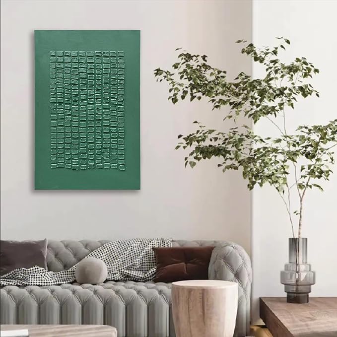 NANKAI Art Hand-Painted Green Texture Art Modern Abstract Decorative Oil Painting, Home Corridor Wall Decoration artn 45x30 Inches
