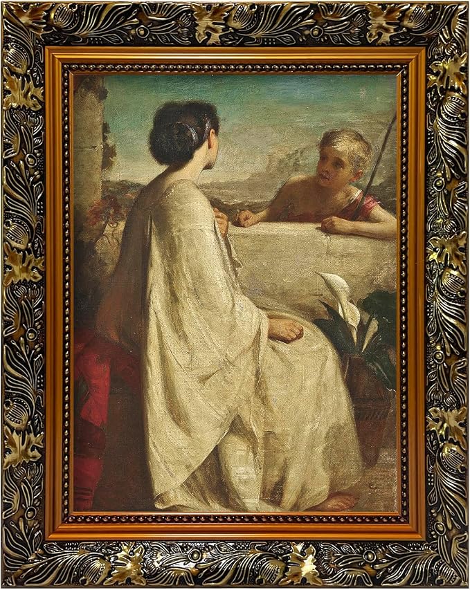 Akfado Antique Gold Wood Frame for 11x14 Canvas Paintings Prints, 2.36” Wide Ornate Wall Frame for Living Room Entryway Decoration, New Home Housewarming Birthday Gift (No Front Cover & Backboard)