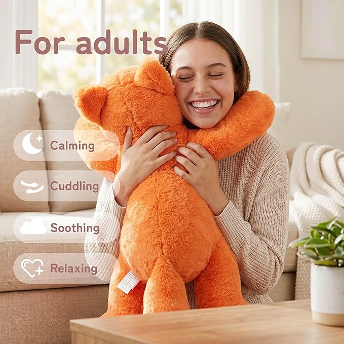 Niuniu Daddy Fox Weighted Stuffed Animals for Kids & Adults, 20" | 3.3lb Large Weighted Plushies Pillow for Sleeping and Calming, Cute Lying Plush Toy Huggable Gift for Everyday Comfort
