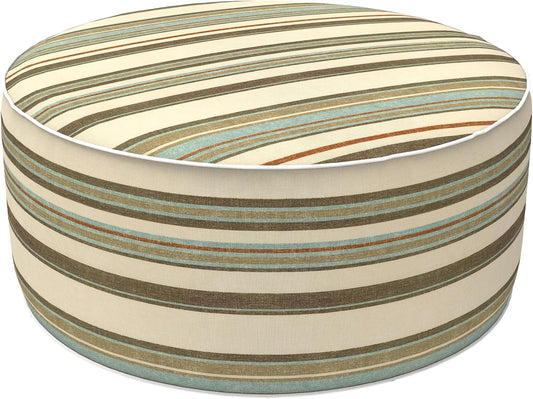 LVTXIII Outdoor Inflatable Ottoman, Fade-Resistant Round Footrest Stool D31”x H14”, Portable Patio Pouf for Garden Camping or Home Use, Stripe Onyx