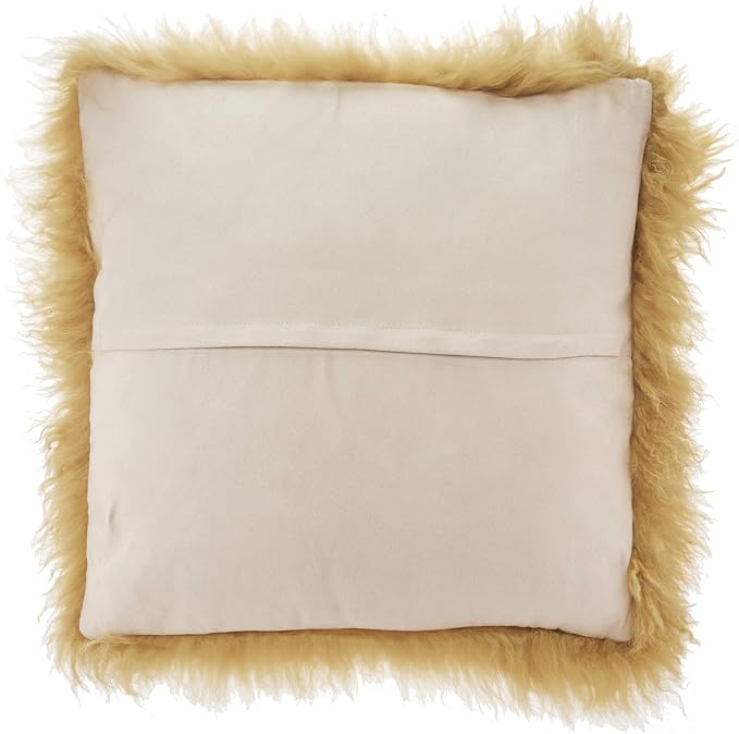 SARO LIFESTYLE Mongolian Lamb Fur Poly Filled Throw Pillow