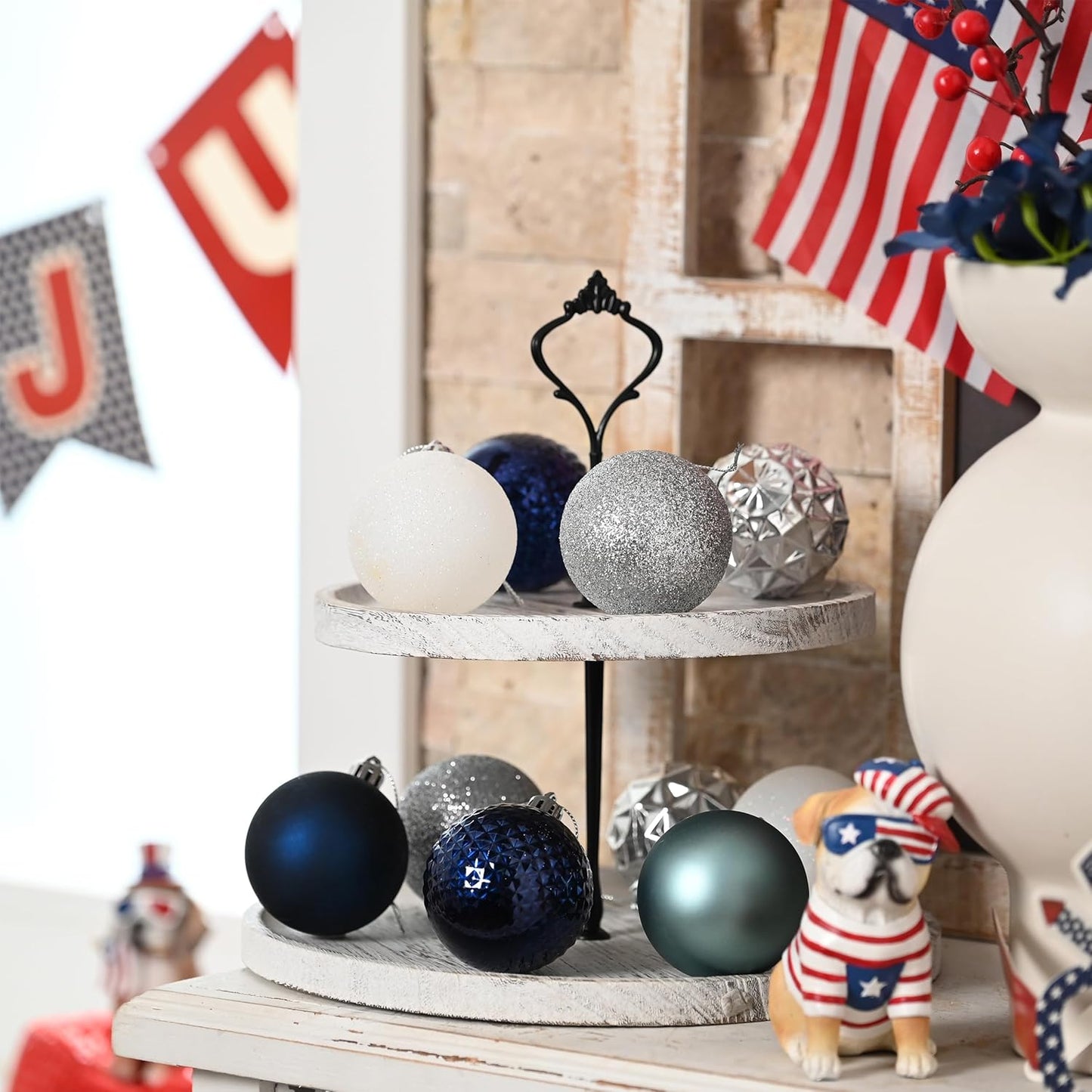 Valery Madelyn Christmas Tree Decorations Ornament Set for Fall Halloween, 50ct 2.36 Inches Navy Blue Silver Shatterproof Christmas Ball Ornaments Hanging Xmas Holiday Party Decor