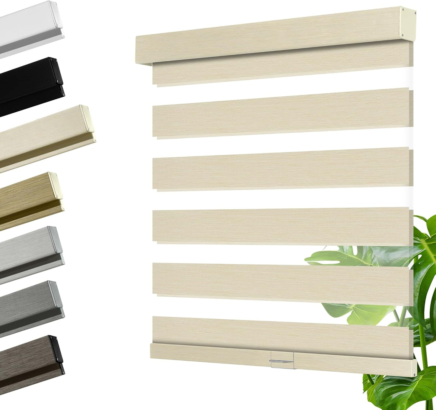 Cordless Zebra Blinds for Windows, Blackout Interior Blinds,Easy to Install,UV Protection,for Offices and Home,Custom Roller Shades, Mousse Beige,78" W x 48" H