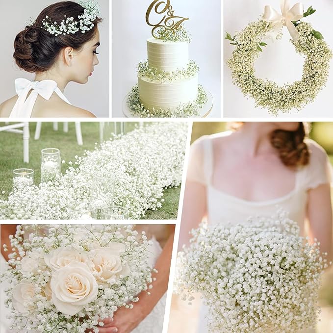 Yastouay Babys Breath Artificial Flowers, 30 Pcs White Baby Breath Flowers Artificial Bulk, Real Touch Fake Babys Breath Gypsophila for Wedding Party Bouquet Floral Arrangement Home Decor