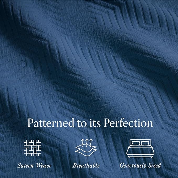 Threadmill Luxury Cotton Blankets for Twin Size Bed | All-Season 100% Cotton Twin Blanket for Bed | Aster Jacquard Lightweight, Soft & Cozy Coverlet, 350GSM, 68 x90 inches | Folkstone Blue