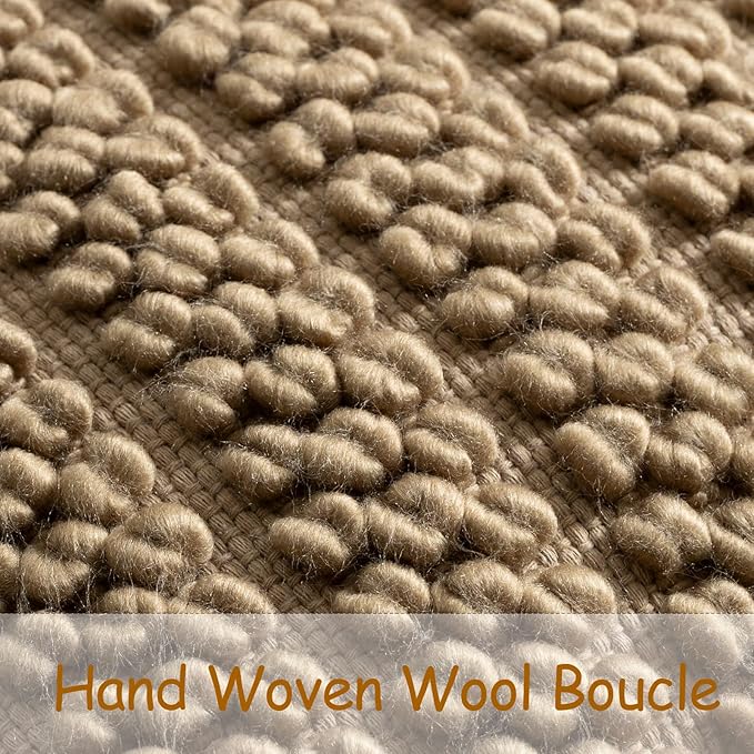 DEZENE Wool Boucle Lumbar Pillow Cover Premium Chic Accents Rectangular Textured Decorative Throw Pillow Case for Living Room Couch Sofa Home Decor 12"x20" Taupe