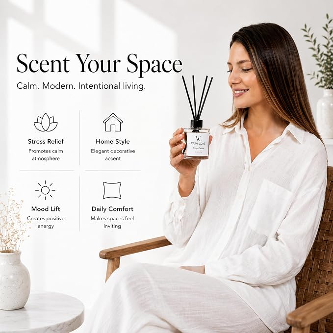 Reed Diffuser Set 3 Pack Premium Reed Diffusers Amber, Cedar & Moss Scents Long Lasting Home Fragrance Gift Set for Bathroom, Office & Home