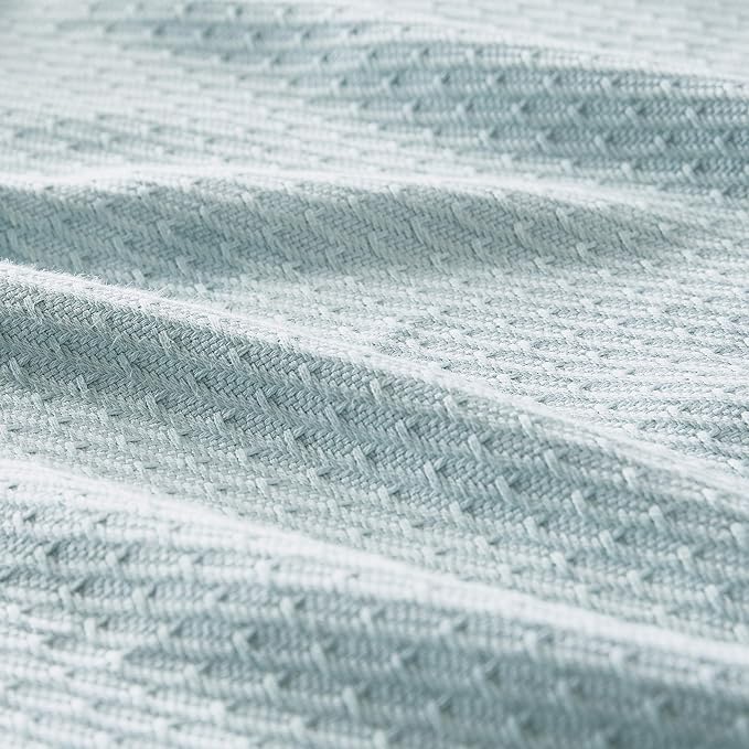Madison Park 100% Egyptian Cotton Lightweight Summer Blanket, Breathable Waffle Knit Design, Soft Cozy All-Season Throw for Bed, Couch or Sofa, Light Blue Twin Size (66"x90")