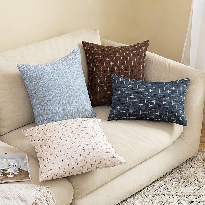 MIULEE Pack of 2 Decorative Burlap Linen Brown Throw Pillow Covers Modern Farmhouse Vintage Pillowcases Rustic Woven Textured Cushion Cover for Sofa Couch Bed 22x22 Inch Dark Coffee