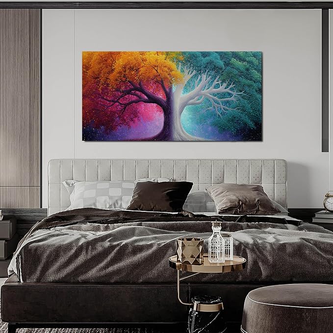 AOZEMI Colorful Wall Decor Tree Wall Art Canvas Large Pictures Art for Living Room Bedroom Bathroom Office Modern Artwork 29"x 59"