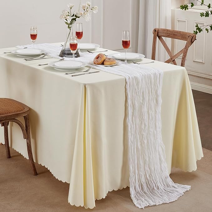 6 Pack White Cheesecloth Table Runner 10FT Long Easter Spring Boho Gauze Table Runner Rustic Sheer Runner for Spring Wedding Bridal Baby Shower Birthday Party Table Decor Easter Decorations