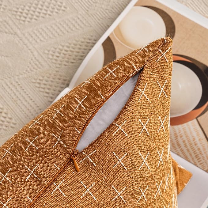 MIULEE Pack of 2 Decorative Burlap Linen Spring Throw Pillow Covers Farmhouse Pillowcases Modern Rustic Woven Textured Cushion Cover for Sofa Couch Bed 20x20 Inch Hazel