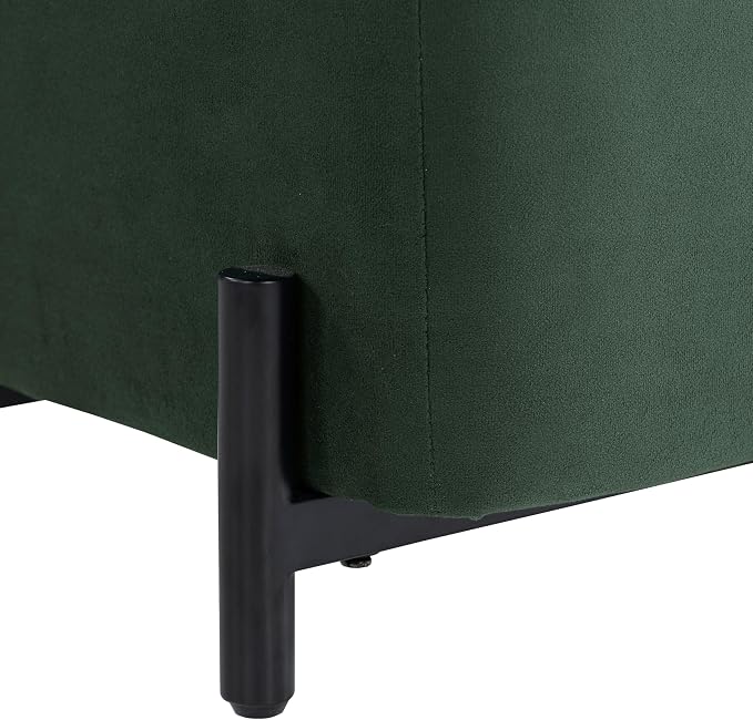 Studio Living Connor 24” Small Storage Ottoman with Reversible Tray Lid, Velvet Upholstered Footrest & Accent Bench, Hidden Storage, Metal Legs, Modern Boho Design, Green