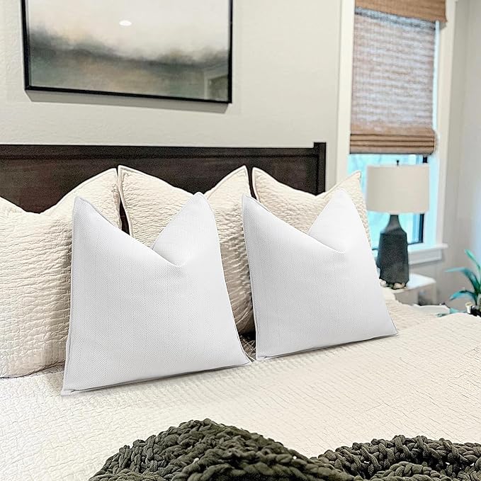 ZWJD Cream Pillow Covers 24x24 Set of 2 Chenille Throw Pillow Covers with Elegant Design Soft and Luxurious Decorative Throw Pillows for Couch, Bed, and Home Decor