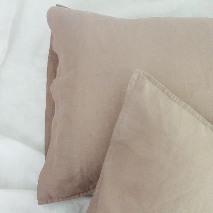 Linen World Natural Linen Pillowcase Set of 2 - Stone Washed Moisture-Absorbing Queen Size (20''x30''),Khaki