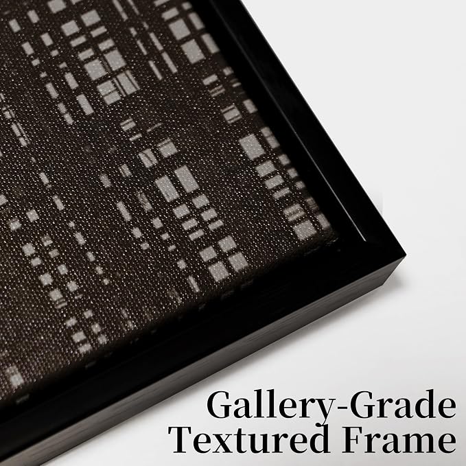 CCPEAR Large Abstract Line Wall Art, Modern Neutral Minimalist Black and White Textured Canvas Painting, Framed Geometric Wall Decor for Living Room Bedroom Office, Ready to Hang, 48x32 Inch