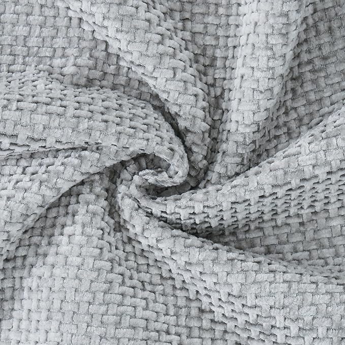 MADIZZ Decorative Chenille Velvet Throw Pillow Covers Set of 2 Soft Boho Textured Neutral Couch Throw Pillow for Bed Modern Farmhouse Home Decor for Sofa Livingroom Grey 16x16 Inch
