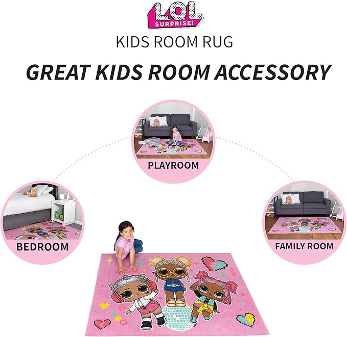 Franco Kids Room Non Slip Area Rug, 69 in x 52 in, LOL Surprise