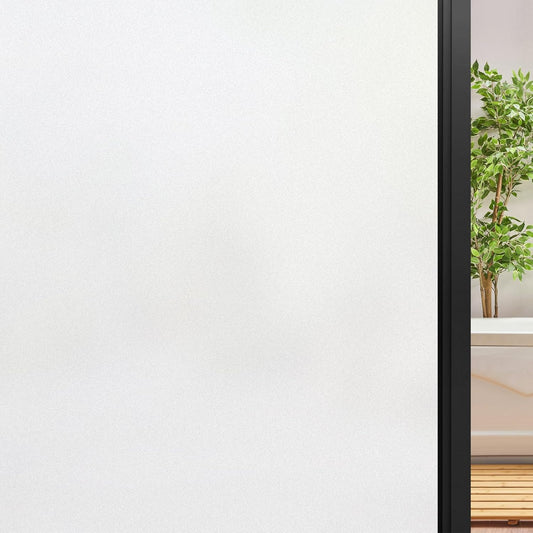 DOWELL Window Privacy Film, Frosted Glass Window Film, Static Cling Non-Adhesive Glass Clings, Sun Blocking Opaque Door Coverings, Reusable Door Sticker for Bathroom Home Office, White, 35.4" x 157.5"