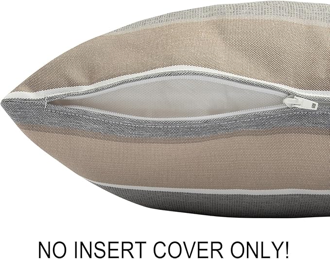 FUNHOME Waterproof Outdoor Throw Pillow Covers Set of 2,Home Decor for Garden Patio Furniture,Couch,Sofa 18 x18 Inch Decorative Pillows Cover Only,NO Insert(Gray Stripe)