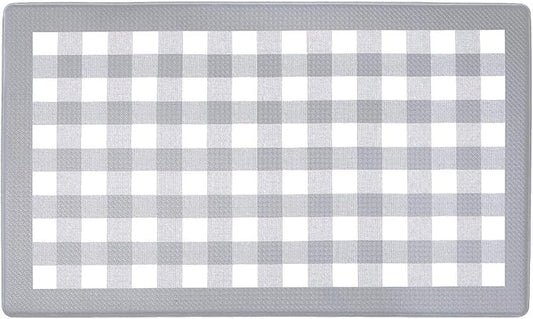 Anti-Fatigue Floor Comfort Mat - 18 x 30 Inch (Buffalo Check Grey) - Waterproof Non-Slip Rug - Easy to Clean Cushioned Mat for Kitchen, Bathroom, Standing Desk & Office - Achim Home Decor
