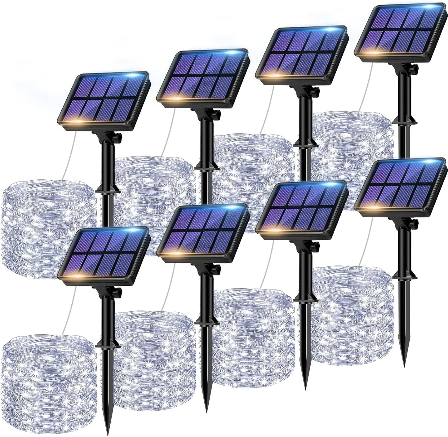 btfarm 8 Pack Solar String Lights Outdoor, Total 640LED 264FT Solar Fairy Lights Waterproof 8 Modes, Copper Wire Twinkle Lights Solar for Outside Garden Patio Tree Xmas Wedding Party Decor, Cool White