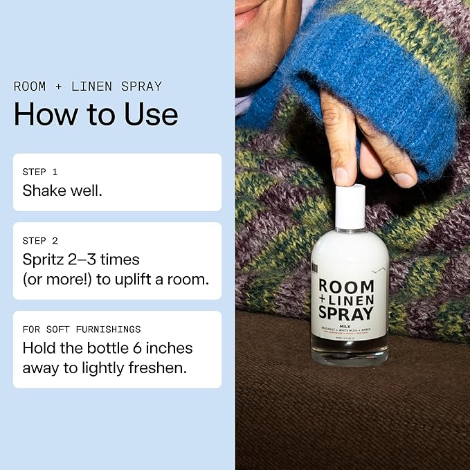 DedCool Room + Linen Spray | Xtra Milk | Natural Fabric & Linen Spray | Non-Toxic, Essential Oil Infused | Freshens Home, Bedding, Couch, Closet & Bath | 3.5 fl oz