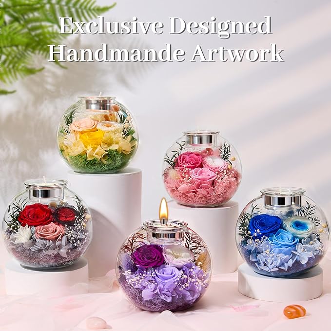 Mothers Day Rose Gifts for Mom Birthday Gift for Women Flowers for Delivery Preserved Flowers Forever Eternal Rose in Glass Dome Mother's Day Flower Gifts for Wife Grandma Sister from Daughter, Purple