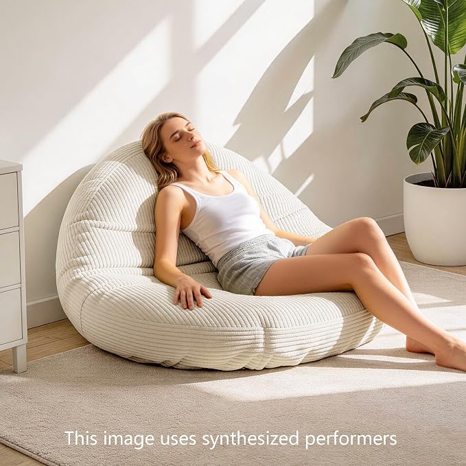 Yddsky Papasan Round Chair Cushions(Without Chair),White,48 x 48 x 6Inch | Detachable Corduroy Cover，Memory Foam Filling，Oversized Round Chair Pad