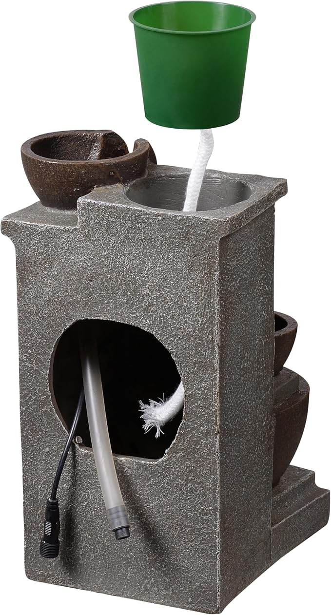 Tolevoit Tabletop Water Fountain Resin Retro Four Cups Vintage Room Decor Lavatory Indoor Decoration Relaxation Waterfall Zen Ambience