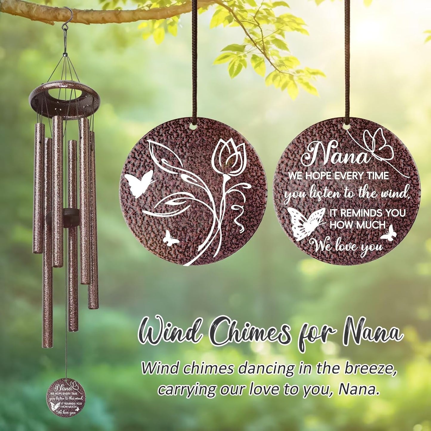 Gifts for Nana, 25''Wind Chimes, Birthday Gift for Nana from Grandkids, Mothers Day, Thanksgiving, Christmas Day Gifts Ideas for Love Reminder