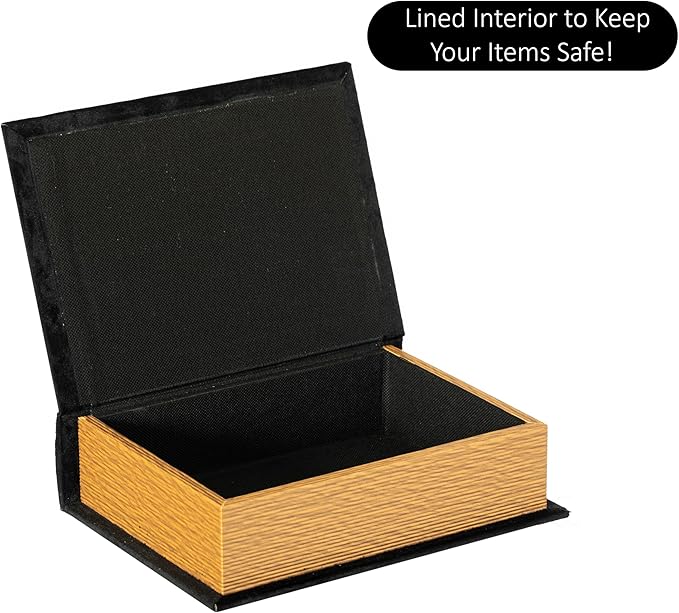 Decorative Vintage Book Shaped Trinket Storage Box - Black