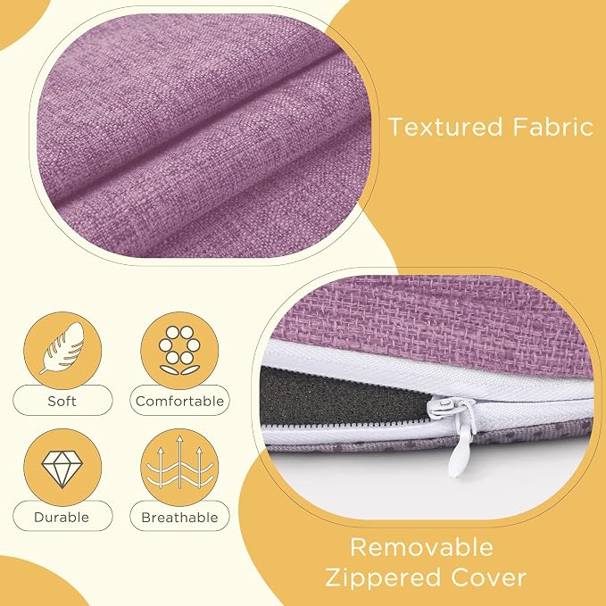 Bar Stool Cushions Round 3" Thick Round Seat Cushions for Chairs 4 Pack Non Slip Bistro Chair Pads with Machine Washable Cover (12 Inch, Purple)