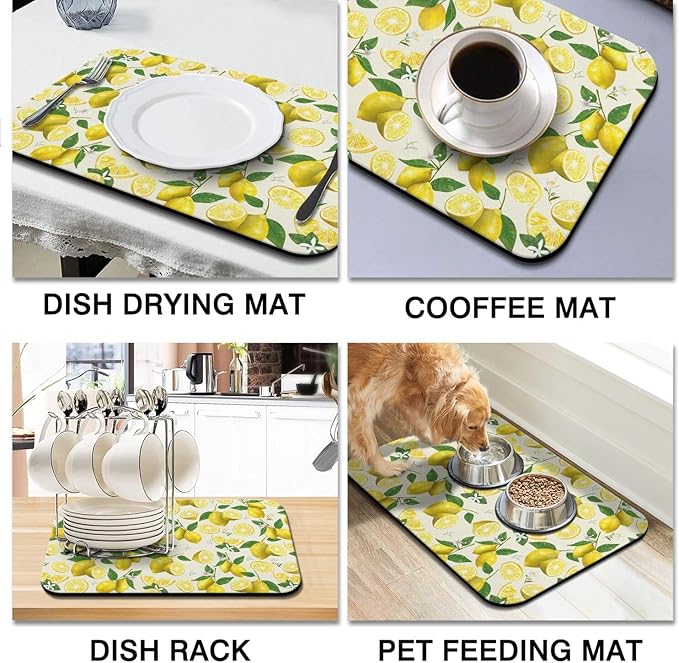 Fun Coffee Mat 23inx15in,Coffee Bar Mat for Countertops,Absorbent Hide Stain Anti-Slip Coffee Bar Accessories Fit Under Coffee Machine Mat,dish Drying Mats for Kitchen