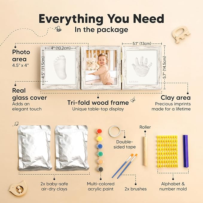 KeaBabies Baby Shower Gifts for Boys, Girls and Pregnancy Journal Memory Book - Baby Hand and Footprint Kit for Baby, Newborn Keepsake Footprint Kit - 90 Pages Hardcover Pregnancy Book Planner