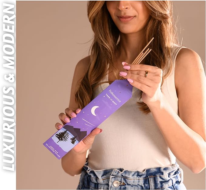 Folkulture Incense Sticks (120 Sticks) | Set of 6 Premium, Deep Sleep, Calm Incense - Night Relaxation | No Charcoal, Organic, Non Toxic, 45 Mins Burning Lavender, Rosemary Insence-Sticks Aromatherapy