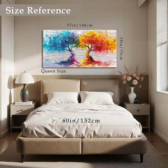 imjiayu Extra Large Wall Art, Tree of Life Wall Art, Abstract Art Wall Decor, Yin Yang Tree Prints, Art Nouveau Modern Decor, Nature Colorful Paintings for Living Room Dining Room Office 29"x57"