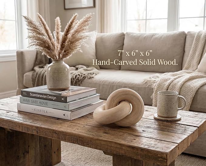 Rool Coffee Table Decor Book Shelf Decor Accents Home Decor Console Table Decorative Items Living Room Wood Knot Decor Chain Link Decorations Beige